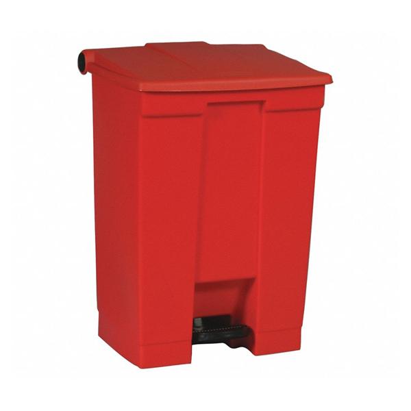 Can Trash Hi Dnsty/Poly 18gal Step-On Pedal Integrated Lid Red Rectangle Each